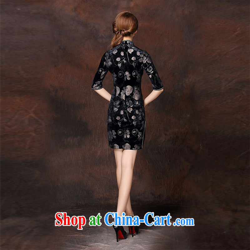 Shallow end female stamp improved Stylish retro 7 sub-cuff wool short cheongsam XWGQF 141,003 picture color XXXL, light (at the end) QM, shopping on the Internet