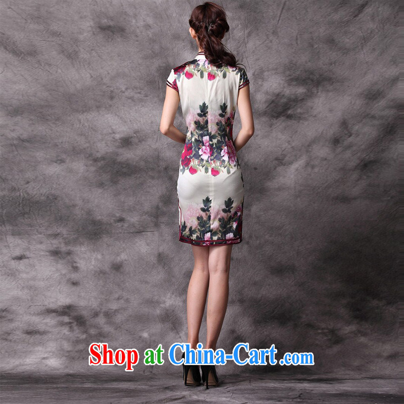 light at the heavy Silk Cheongsam improved Stylish retro upscale cheongsam dress XWG picture color XXXL, light (at the end) QM, shopping on the Internet
