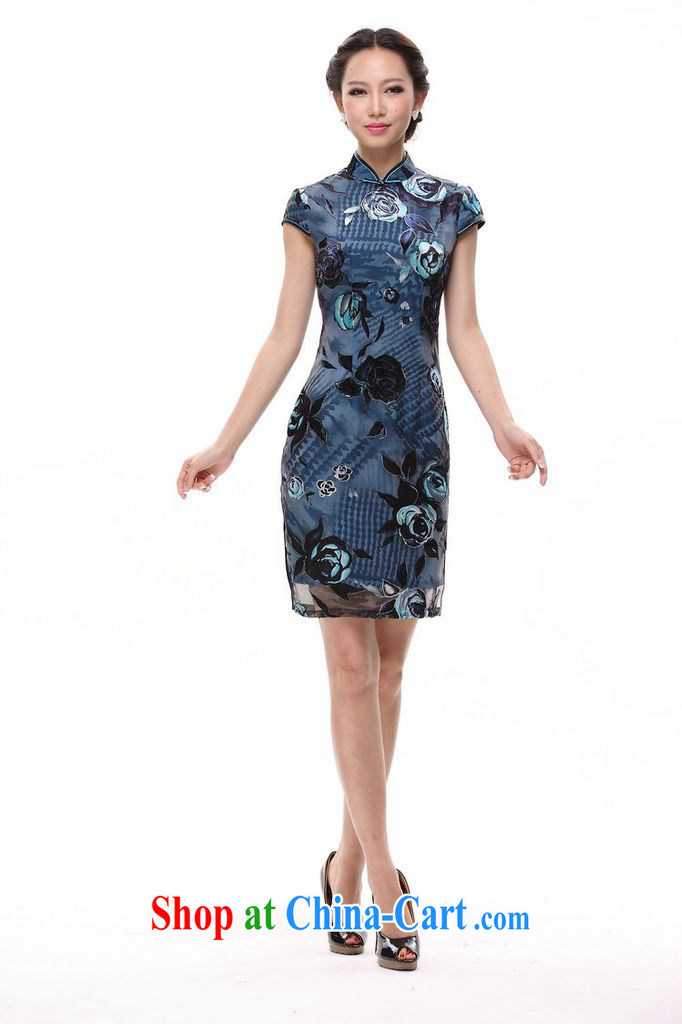 Shallow end antique Chinese improved stylish Silk Cheongsam dress blue XWG XXXL pictures, price, brand platters! Elections are good character, the national distribution, so why buy now enjoy more preferential! Health