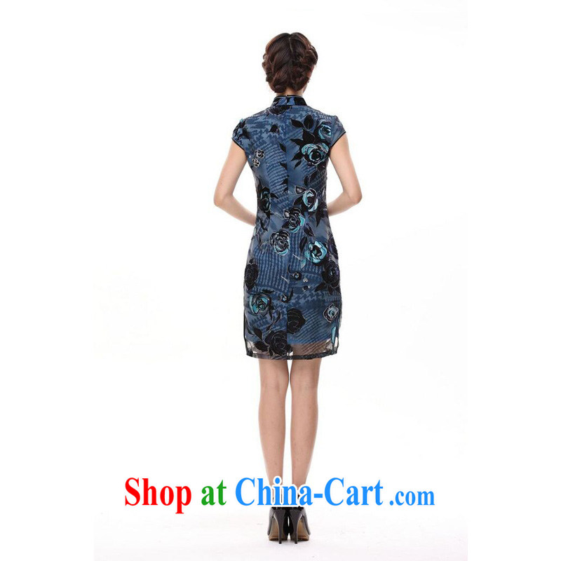 light at the antique Chinese improved stylish Silk Cheongsam dress XWG XXXL blue, light (at the end QM), shopping on the Internet