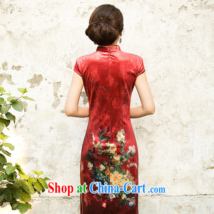 Property is property, 2015 spring new stylish and improved retro velvet cheongsam everyday low-back on the truck cheongsam dress maroon M pictures, price, brand platters! Elections are good character, the national distribution, so why buy now enjoy more preferential! Health