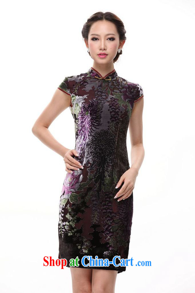 Shallow end improved stylish silk retro large code sauna Silk Cheongsam MOM skirt XWG picture color XXXL pictures, price, brand platters! Elections are good character, the national distribution, so why buy now enjoy more preferential! Health