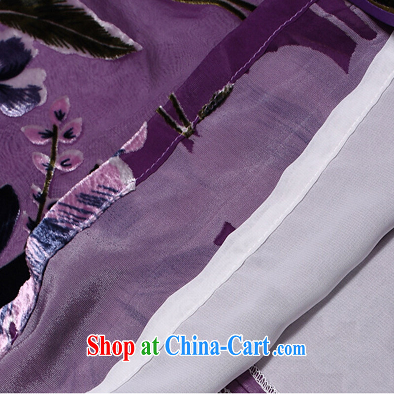 light at the improved stylish summer retro short Chinese qipao bows sauna silk XWG M purple, light (at the end) QM, shopping on the Internet