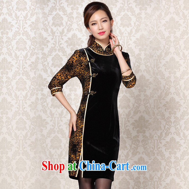 The end is improved and Stylish retro wool stitching in short sleeves cheongsam XWGQF 13 - 6092 photo color L, light (at the end) QM, shopping on the Internet