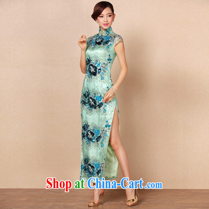 The end is very stylish retro embroidery high on the truck long cheongsam dress dress XWGF - 6086 photo color XXL, light (at the end) QM, shopping on the Internet