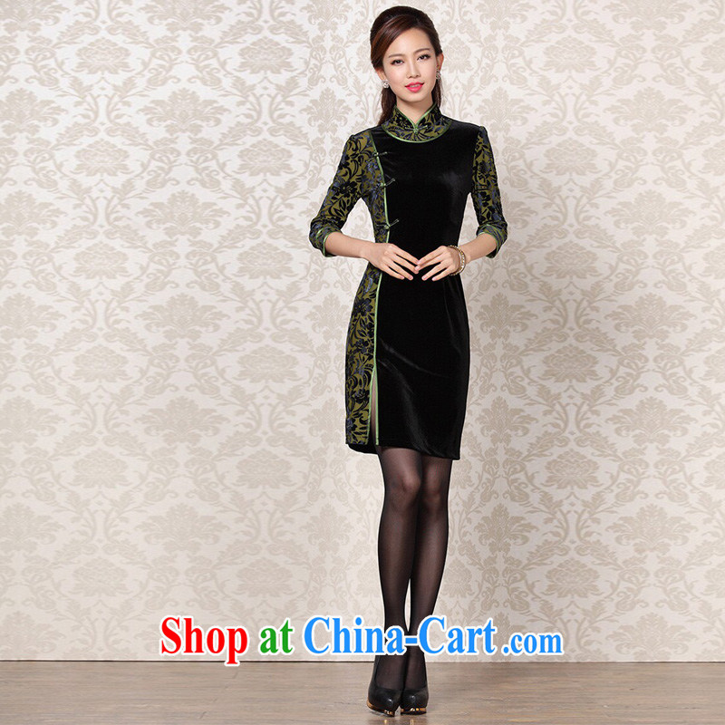 The end is improved and Stylish retro wool stitching in short sleeves cheongsam XWGQF 13 - 6091 photo color XXL, light (at the end) QM, shopping on the Internet