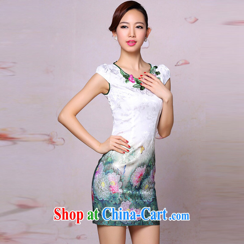 The end is very stylish and improved cheongsam dress retro embroidered daily Leisure Short cheongsam dress XWGQP 201,304 - 19 photo color XXL, light (at the end) QM, shopping on the Internet