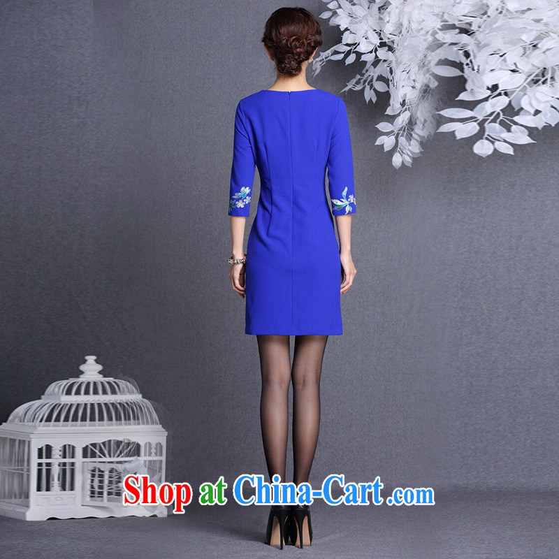 light at the improved modern embroidery, short sleeves cheongsam XWGQF 1309 - 13 blue XXL, light (at the end QM), shopping on the Internet