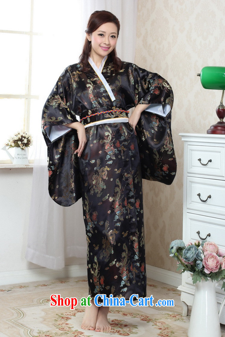 Take the kimono dress Chinese cheongsam Japan is loaded costumes Chinese improved damask Long Tang women - A black are code pictures, price, brand platters! Elections are good character, the national distribution, so why buy now enjoy more preferential! Health