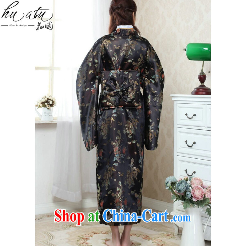 Take the kimono dress Chinese cheongsam Japan is replacing costumes Chinese improved damask Long Tang women - A black are code, spend, and, on-line shopping