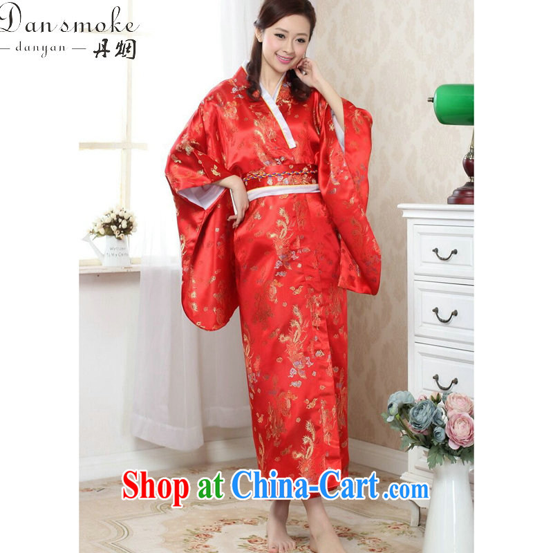 Bin Laden smoke kimono dress Chinese cheongsam Japan is replacing costumes Chinese improved damask Long Tang women - C red are code, Bin Laden smoke, shopping on the Internet