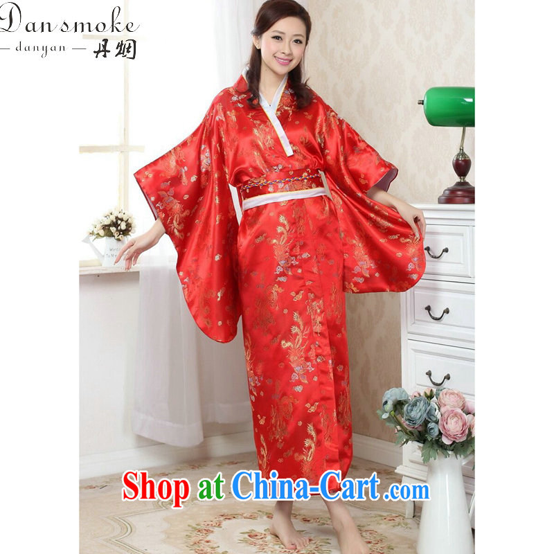 Bin Laden smoke kimono dress Chinese cheongsam Japan is replacing costumes Chinese improved damask Long Tang women - C red are code, Bin Laden smoke, shopping on the Internet