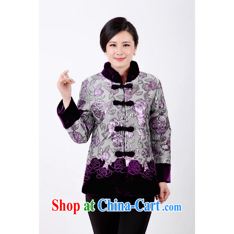 meropia 2015 spring classic luxury modern upscale embroidered wool? Tang jackets BS - BE Tang with purple gray silver purple gray silver 4XL, Aeroline, shopping on the Internet