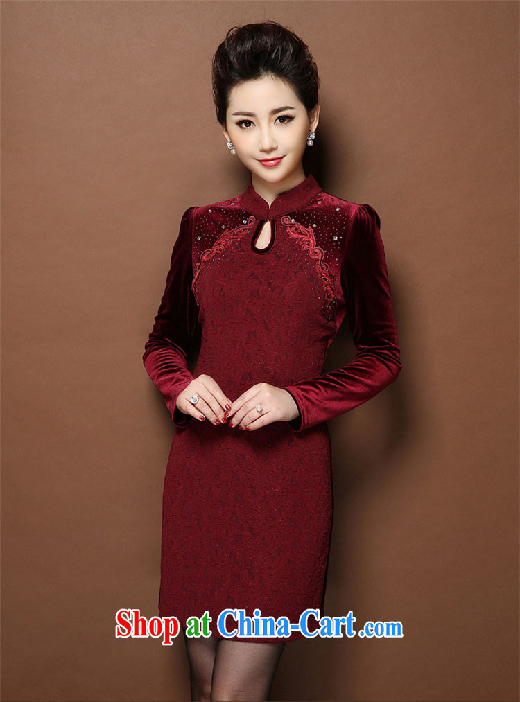 EUFEIER 2014 autumn and winter clothing new velvet cheongsam dress female beauty graphics thin delivery RQ 321 wine red XXXXL pictures, price, brand platters! Elections are good character, the national distribution, so why buy now enjoy more preferential! Health