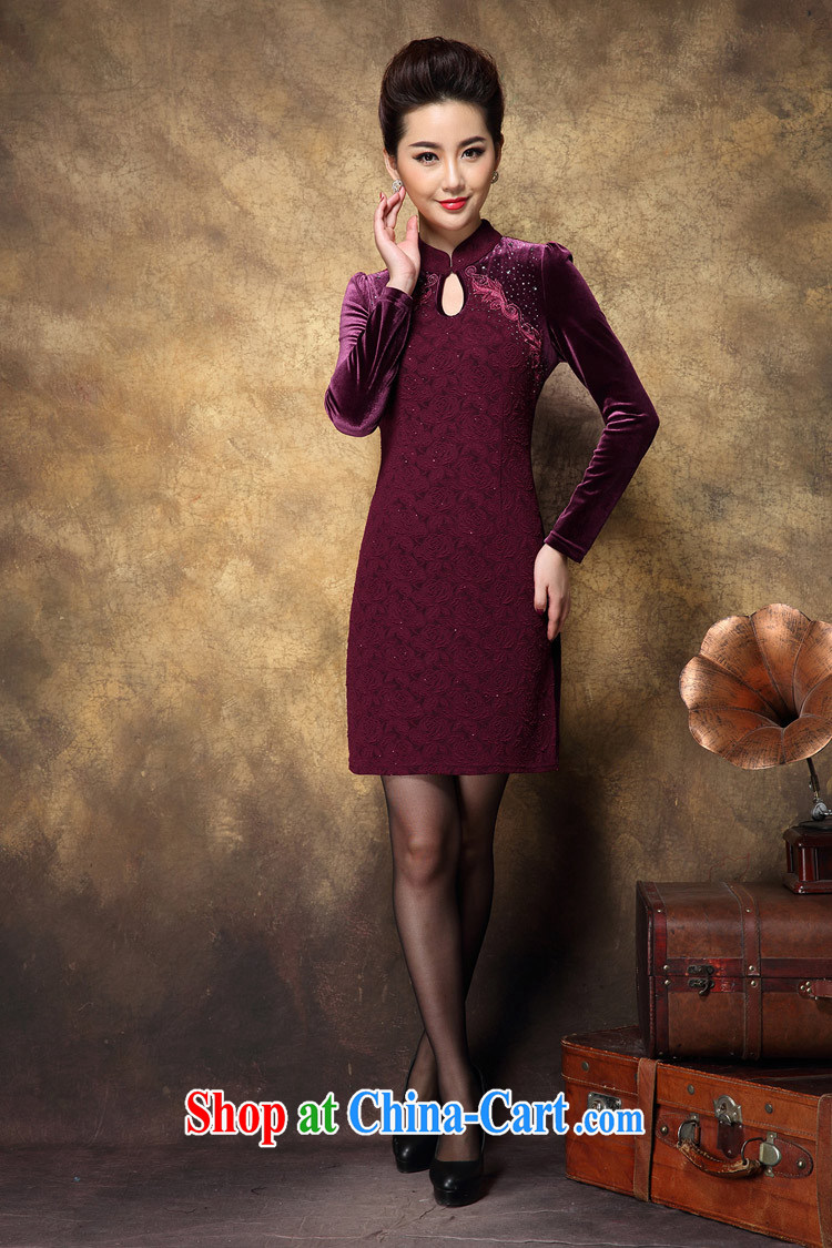 EUFEIER 2014 autumn and winter clothing new velvet cheongsam dress female beauty graphics thin delivery RQ 321 wine red XXXXL pictures, price, brand platters! Elections are good character, the national distribution, so why buy now enjoy more preferential! Health