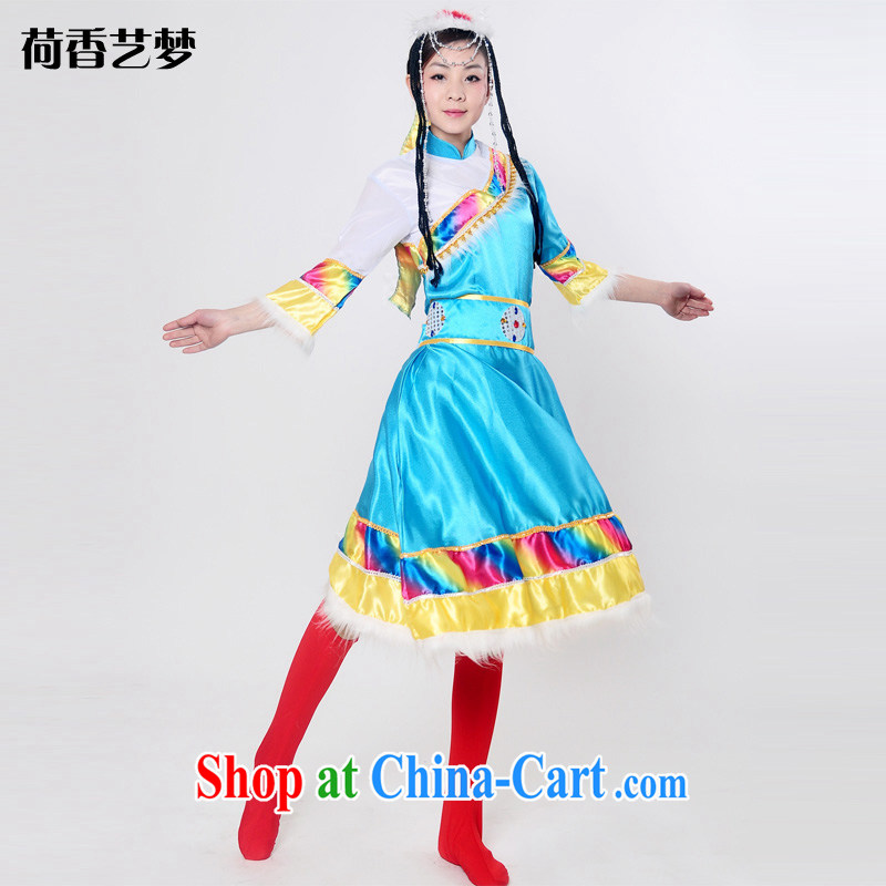 I should be grateful if you would arrange for her dream new Tibetan ethnic minority show clothing adult Hmong dance clothing Tibetan ethnic Mongolian dance clothing HXYM 0048 light blue XL