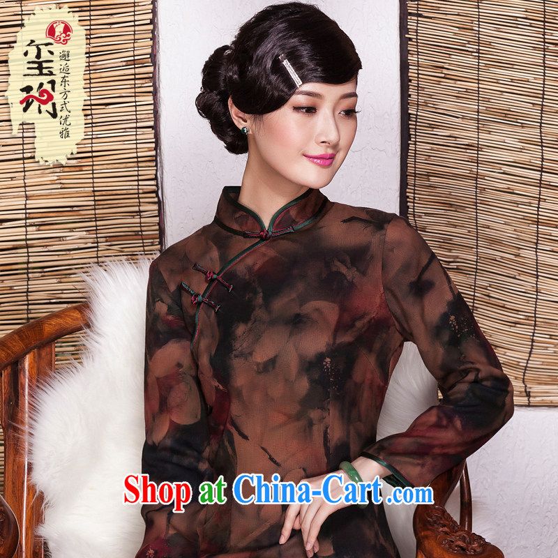 Royal Seal Yin Yue 2015 retro long-sleeved fragrant cloud yarn dresses Ethnic Wind improved winter thick 7 Ms. cuff cheongsam picture color M seal, Yin Yue, shopping on the Internet