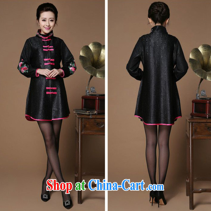 Forest narcissus spring 2015 the new single-tie has been overstretched loose the Code, older mothers with wrinkled robes Tang jackets XYY - 1269 A XXXL Black Forest narcissus (SenLinShuiXian), online shopping