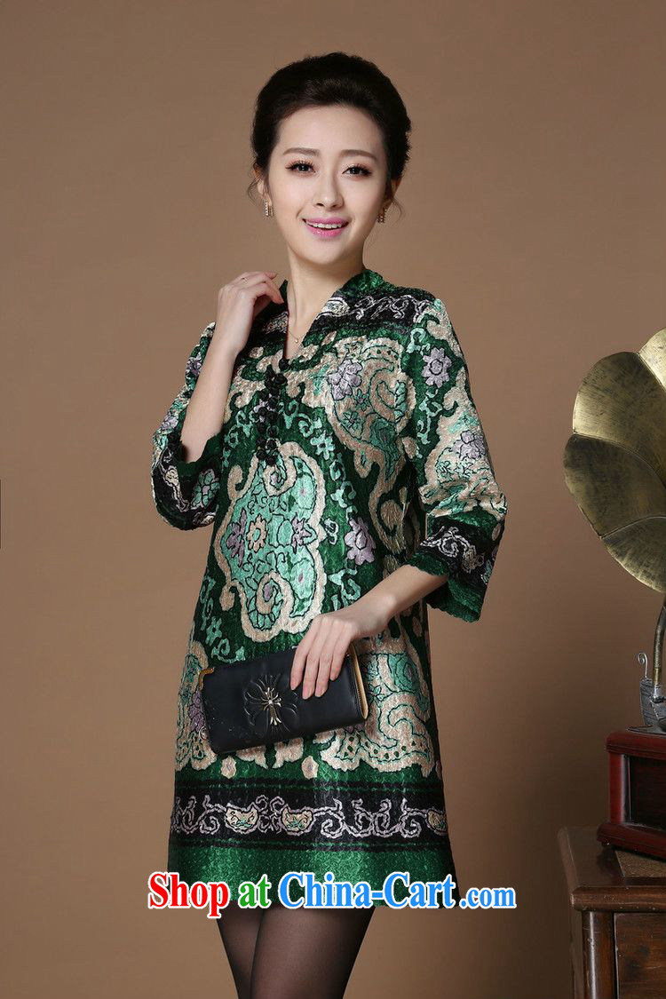 Forest narcissus 2015 spring loaded on the older mom with wrinkled, semi-open collar Silk Cheongsam Chinese dresses XYY - 1286 - 1 green XL pictures, price, brand platters! Elections are good character, the national distribution, so why buy now enjoy more preferential! Health