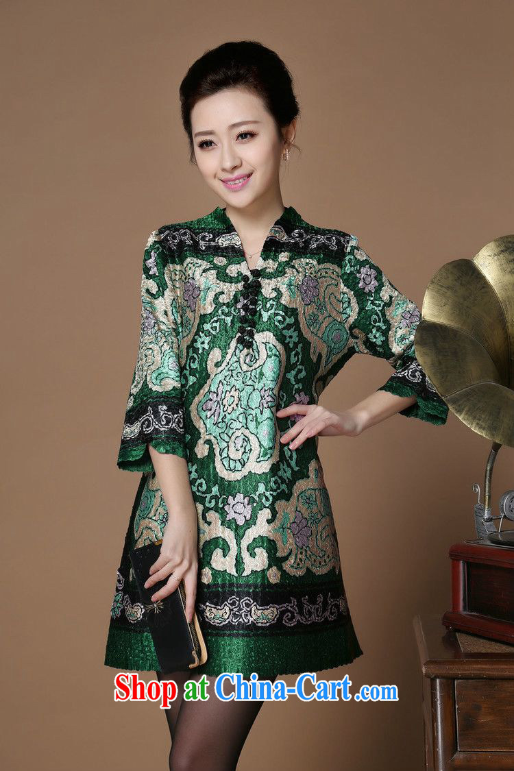 Forest narcissus 2015 spring loaded on the older mom with wrinkled, semi-open collar Silk Cheongsam Chinese dresses XYY - 1286 - 1 green XL pictures, price, brand platters! Elections are good character, the national distribution, so why buy now enjoy more preferential! Health
