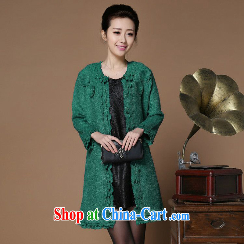 Forest narcissus spring 2015 the new flower decoration for direct and floral round-collar wrinkled Tang replace older MOM jackets female XYY - 8338 green XXL