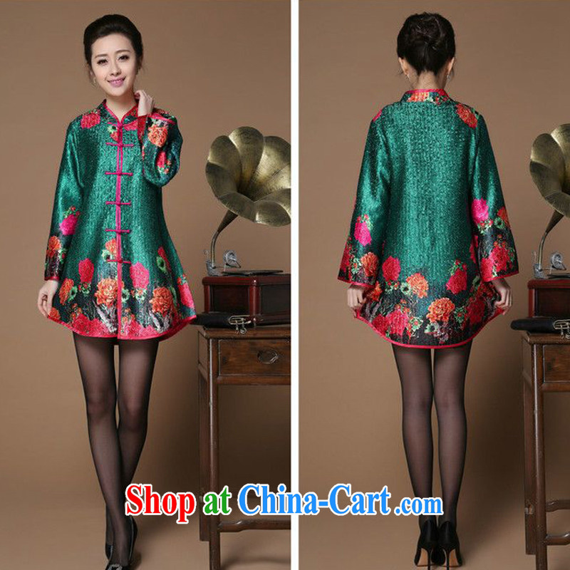 Forest narcissus 2015 spring loaded on the collar floral wrinkled Tang is happy, older mothers with dress jacket XYY - 8502 green XXXXL, forest narcissus (SenLinShuiXian), shopping on the Internet