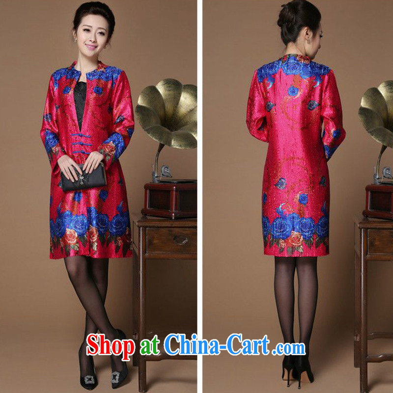 Forest narcissus spring 2015 the new V for stamp duty, long, wrinkled Chinese mother with cheongsam coat XYY - 8503 the red Orchid XXL, forest narcissus (SenLinShuiXian), shopping on the Internet