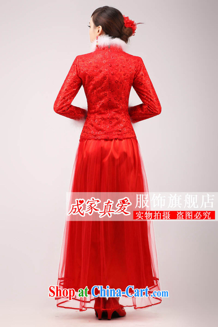 Getting married is really love bridal wedding dresses 2015 new stylish Chinese improved bows clothes red long, long-sleeved gown winter clothing female white hair XL pictures, price, brand platters! Elections are good character, the national distribution, so why buy now enjoy more preferential! Health