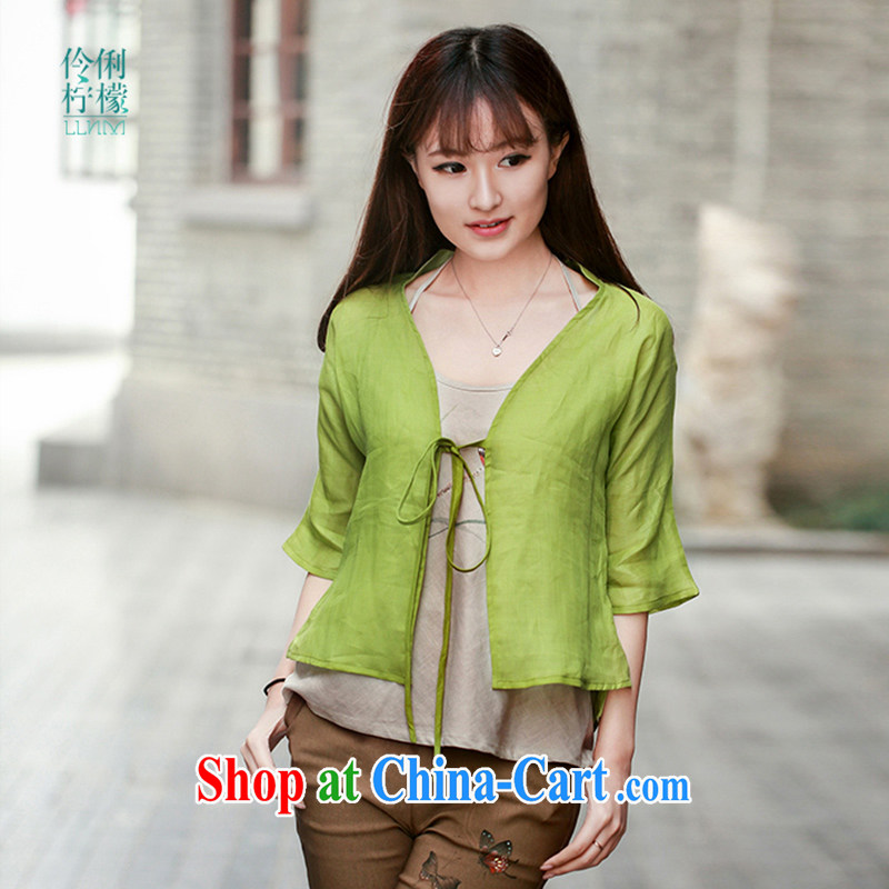 Lara lemon China wind 30,106 original design art van retro female pure ramie jacket ethnic wind Green - pre-sale 15 days Shipment L, eloquent lemon (lingliningmeng), online shopping
