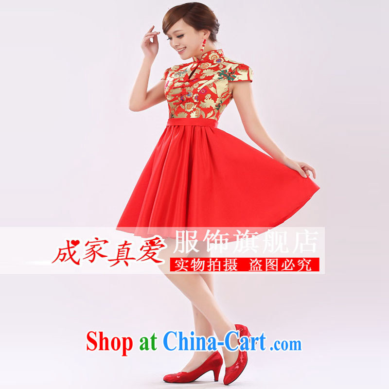 Marriages served toast 2015 New red short dress wedding dresses Evening Dress bridesmaid dress winter red XL, married love, shopping on the Internet