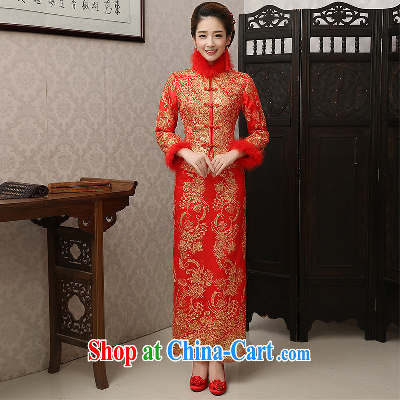 married love toast Service Bridal 2015 new Chinese wedding dresses, long-serving reel long-sleeved dresses Phoenix winter use the red single XL, family love, and shopping on the Internet
