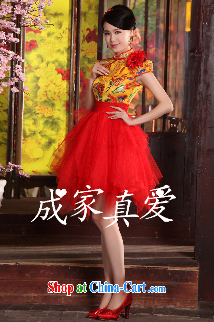 married love toast clothing dresses 2015 New Long high-waist bridal wedding dress evening dress short performances annual cheongsam long yellow XL pictures, price, brand platters! Elections are good character, the national distribution, so why buy now enjoy more preferential! Health