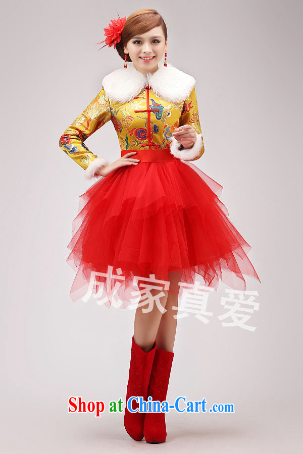 Bride wedding toast service 2014 new cheongsam dress red long-sleeved short dresses larger graphics thin winter clothing female Red XXL pictures, price, brand platters! Elections are good character, the national distribution, so why buy now enjoy more preferential! Health