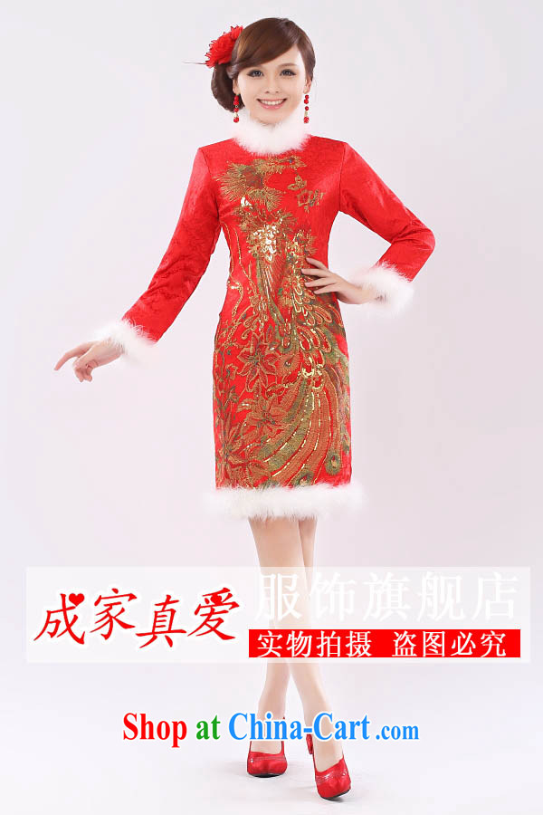 Getting married is really love marriages served toast 2014 new stylish retro long-sleeved short, high-waist pregnant women cheongsam dress winter clothing female Red XL pictures, price, brand platters! Elections are good character, the national distribution, so why buy now enjoy more preferential! Health