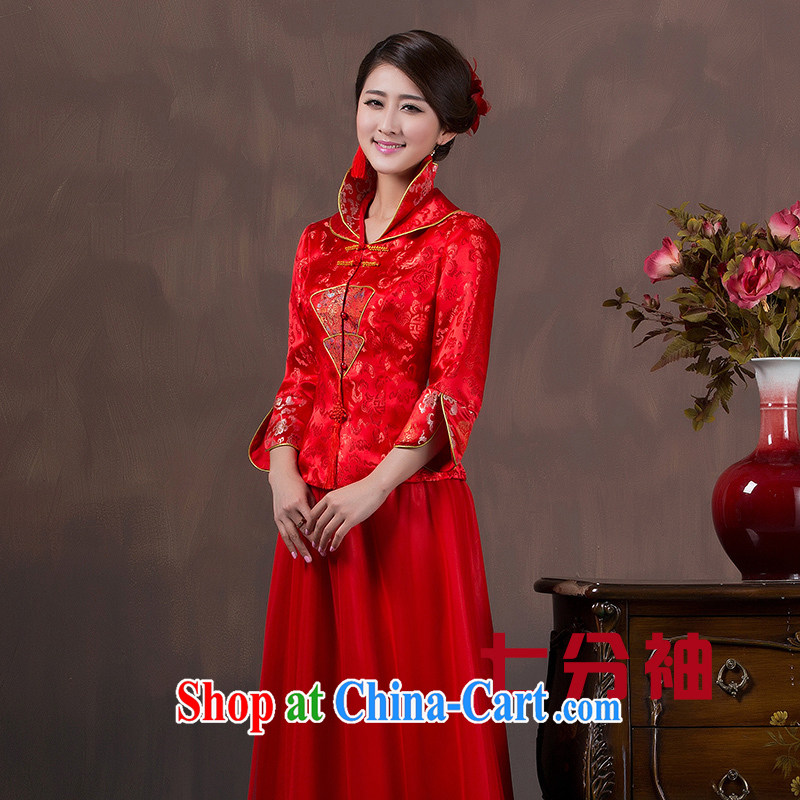 Autumn and the long-sleeved bridal dresses wedding toast winter clothes improved Chinese long stylish wedding dress red 7 sub-cuff style take note, non-you are not married, and shopping on the Internet