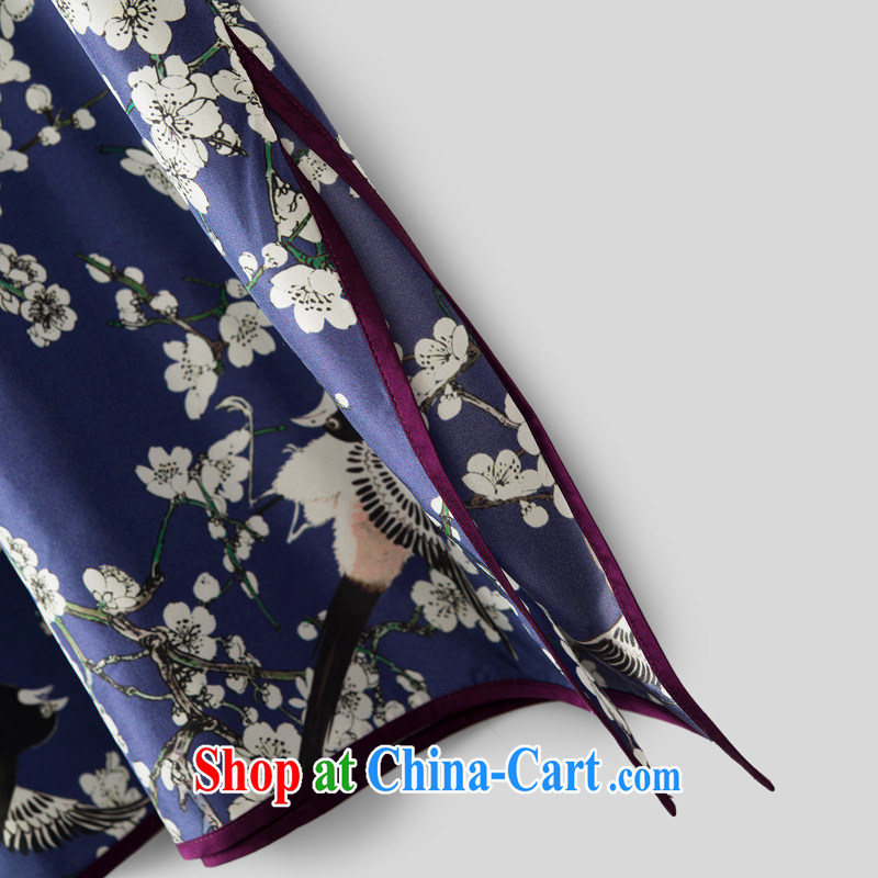 Xiangxi Fung spring and summer original antique floral silk dress 2015 ladies new, long sauna Silk Cheongsam dress porcelain $stamp M xiangxi, Feng (HAFEN), online shopping