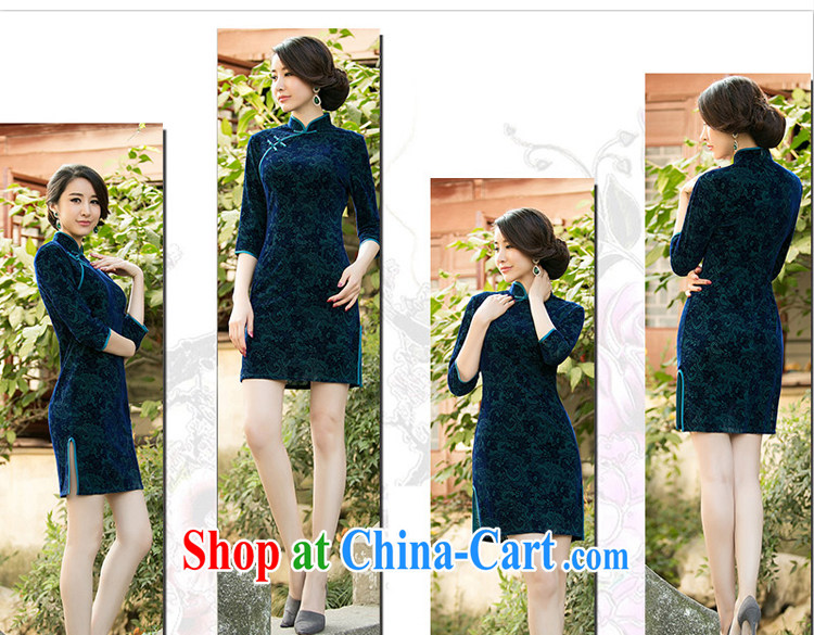Property is property, 2015 New National wind girls with the velvet cheongsam beauty skirt stylish improved retro short cheongsam green L pictures, price, brand platters! Elections are good character, the national distribution, so why buy now enjoy more preferential! Health
