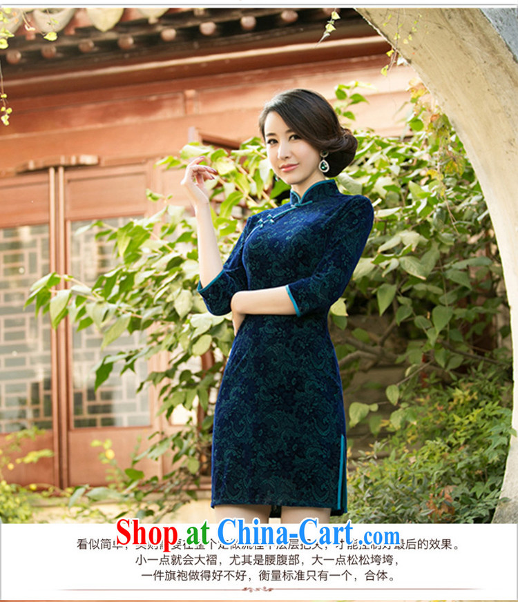 Property is property, 2015 New National wind girls with the velvet cheongsam beauty skirt stylish improved retro short cheongsam green L pictures, price, brand platters! Elections are good character, the national distribution, so why buy now enjoy more preferential! Health