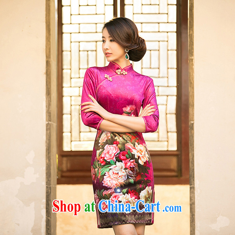 Property is property, new Ethnic Wind 2015 new female gold velour Sau San cheongsam dress stylish improved retro short cheongsam pink XXL pictures, price, brand platters! Elections are good character, the national distribution, so why buy now enjoy more preferential! Health