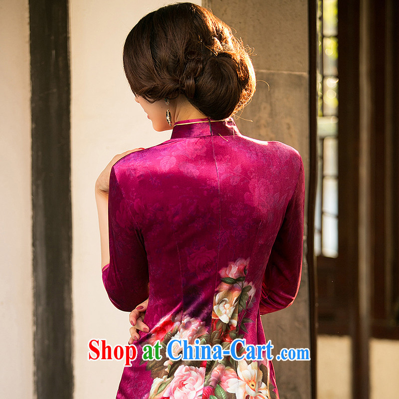 Property is property, new Ethnic Wind 2015 new female gold velour cheongsam beauty skirts and stylish improved retro short cheongsam pink XXL, property, language (wuyouwuyu), online shopping
