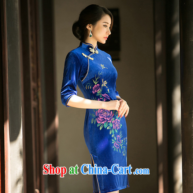 A property, 2015 spring new high-end embroidered cheongsam improved Stylish retro daily video thin elegant velour cheongsam dress black XXL pictures, price, brand platters! Elections are good character, the national distribution, so why buy now enjoy more preferential! Health