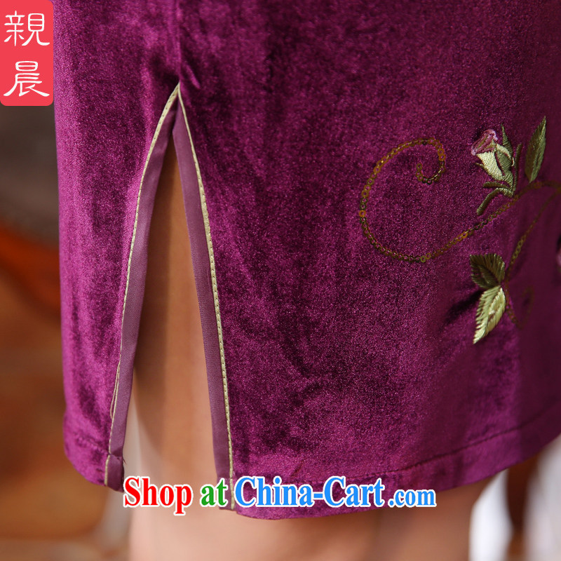 The pro-am every day as soon as possible with her mother wedding wedding banquet retro improved temperament, older, velour cheongsam dress short 2 XL - waist 80cm, a pro-am, online shopping