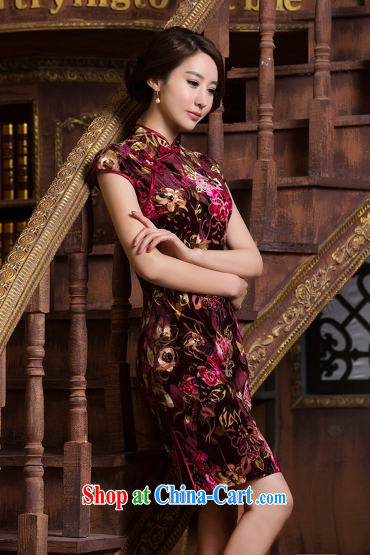 A Chinese qipao improved stylish new 2015 spring sexy beauty daily short-sleeved silk graphics thin short cheongsam dress red XXL pictures, price, brand platters! Elections are good character, the national distribution, so why buy now enjoy more preferential! Health