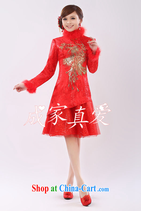 married love marriages served toast 2015 new dress cheongsam dress short-sleeved red, long-sleeved retro red cheongsam winter clothing female Red XL pictures, price, brand platters! Elections are good character, the national distribution, so why buy now enjoy more preferential! Health