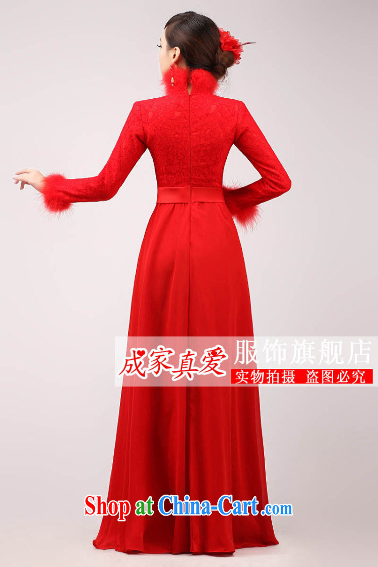 married love marriages served toast cheongsam 2015 New Red quilted long, long-sleeved qipao Chinese improved winter clothing female white hair collar XL pictures, price, brand platters! Elections are good character, the national distribution, so why buy now enjoy more preferential! Health