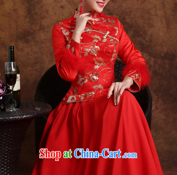 married love marriages served toast dresses 2015 new long, long-sleeved retro style improved marriage dress winter red XXL pictures, price, brand platters! Elections are good character, the national distribution, so why buy now enjoy more preferential! Health