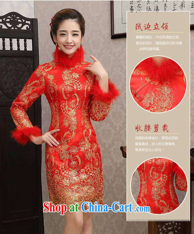 Bridal Fashion toast clothing dresses 2015 new short-sleeved red, long-sleeved retro improved marriage dress winter clothing red bows service XXL pictures, price, brand platters! Elections are good character, the national distribution, so why buy now enjoy more preferential! Health