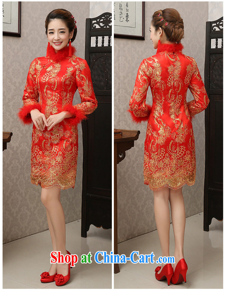 Bridal Fashion toast clothing dresses 2015 new short-sleeved red, long-sleeved retro improved marriage dress winter clothing red bows service XXL pictures, price, brand platters! Elections are good character, the national distribution, so why buy now enjoy more preferential! Health