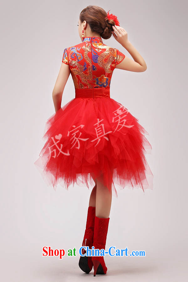 married love marriages served toast 2015 new dragon robe improved Chinese red stylish short cheongsam winter clothing female yellow XL pictures, price, brand platters! Elections are good character, the national distribution, so why buy now enjoy more preferential! Health
