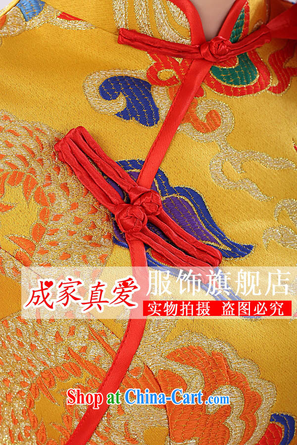 married love marriages served toast 2015 new dragon robe improved Chinese red stylish short cheongsam winter clothing female yellow XL pictures, price, brand platters! Elections are good character, the national distribution, so why buy now enjoy more preferential! Health